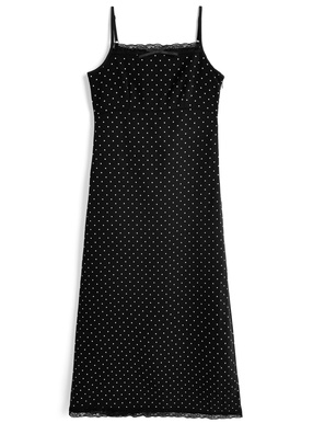 ドット柄レースキャミソールワンピース