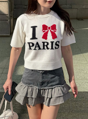 リボンロゴニットトップス