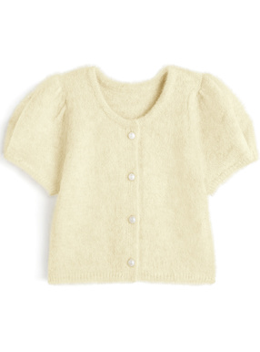 パールボタンショート丈ニットカーディガン