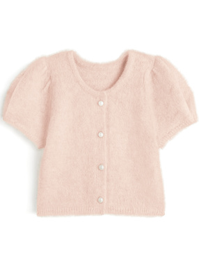 パールボタンショート丈ニットカーディガン