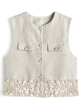 ラメツイードフリル裾ベスト
