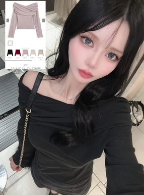 オフショルダードレープトップス