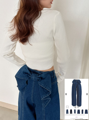 バックリボンデニムパンツ
