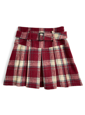 ベルト&インパン裏地付きチェック柄プリーツミニスカート