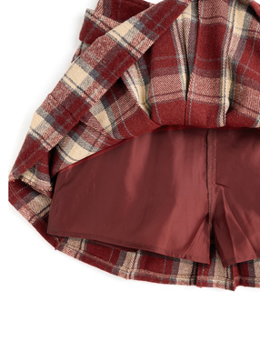 ベルト&インパン裏地付きチェック柄プリーツミニスカート