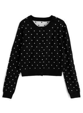 ドット柄ニットカーディガン