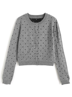 ドット柄ニットカーディガン