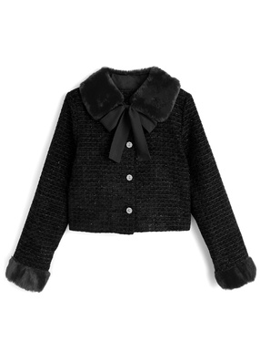 ティペット付きラメツイードビジュージャケット