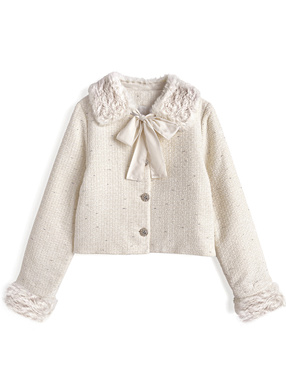 ティペット付きラメツイードビジュージャケット