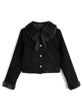 ティペット付きラメツイードビジュージャケット