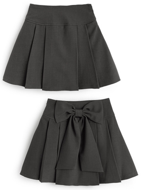 インパン裏地付きバックリボンプリーツミニスカート