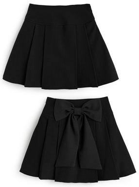 インパン裏地付きバックリボンプリーツミニスカート