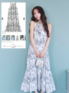 花柄ティアードアメスリ切替ロングワンピース