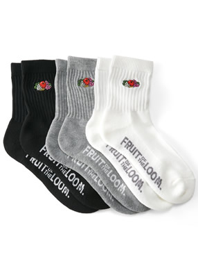 FRUIT OF THE LOOM　刺繍ソックス3色セット