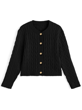 ケーブル編みニットカーディガン