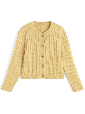 ケーブル編みニットカーディガン