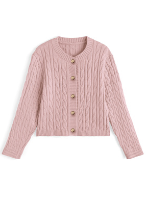 ケーブル編みニットカーディガン