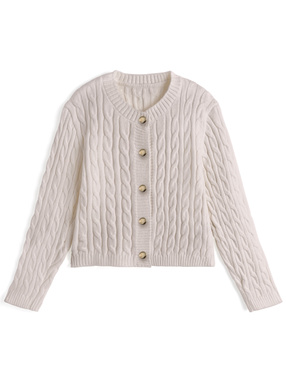 ケーブル編みニットカーディガン