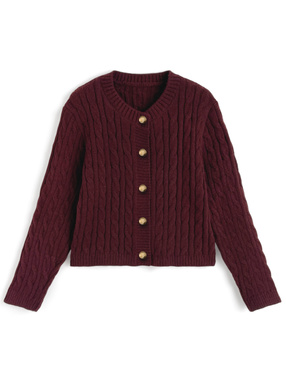 ケーブル編みニットカーディガン