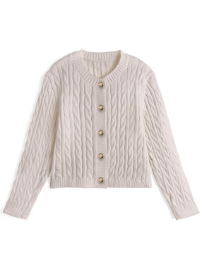 ケーブル編みニットカーディガン