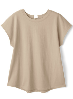 バックリボンノースリーブラウンドヘムTシャツ