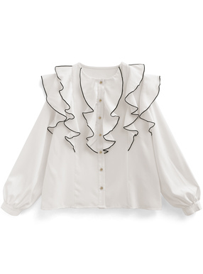 配色メロウフリルブラウス