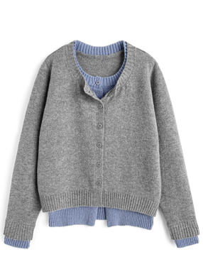 配色レイヤード風ニットカーディガン