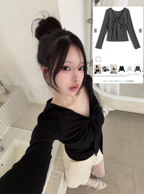 フロントリボンデザイントップス