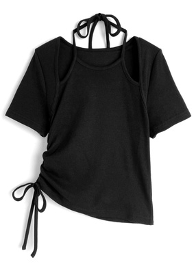 ホルターネックアシンメトリートップス