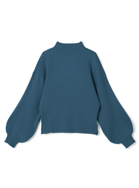 ボリュームスリーブボトルネックニットトップス