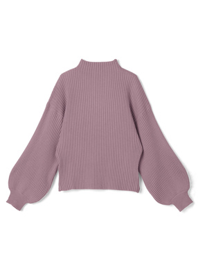 ボリュームスリーブボトルネックニットトップス