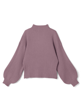 ボリュームスリーブボトルネックニットトップス