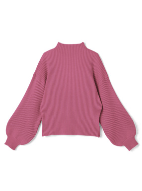 ボリュームスリーブボトルネックニットトップス