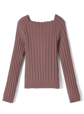 スクエアネック2wayワイドリブニットトップス