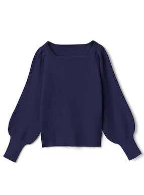 マトンスリーブスクエアネックニットトップス