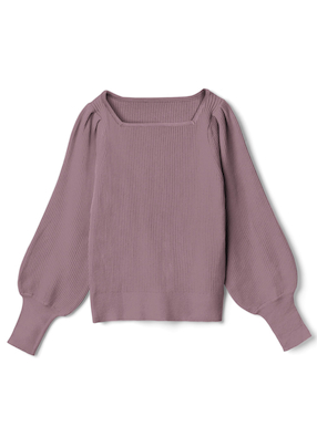 マトンスリーブスクエアネックニットトップス