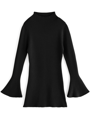 フレアスリーブニットミニワンピース