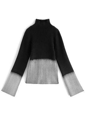 メタリックプリントニットトップス