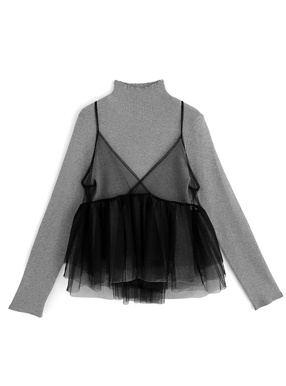 チュールビスチェ×ニットトップスアンサンブル
