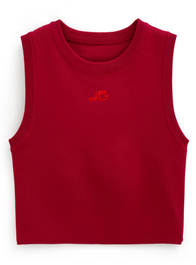 ロゴ刺繍ノースリーブニットトップス