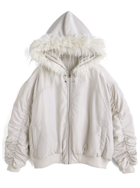 ファー付きギャザージャケット