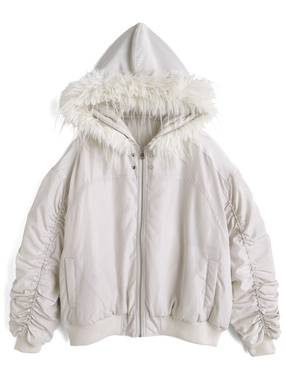 ファー付きギャザージャケット