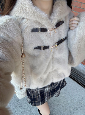 リボンビットファーフードブルゾン