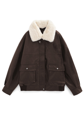 ファー付き襟2Wayレザージャケット