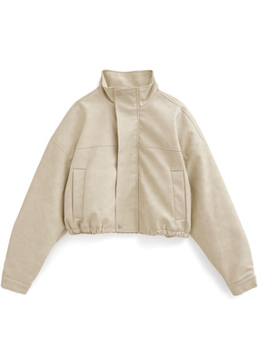 ヴィンテージ風スタンドネックレザージャケット