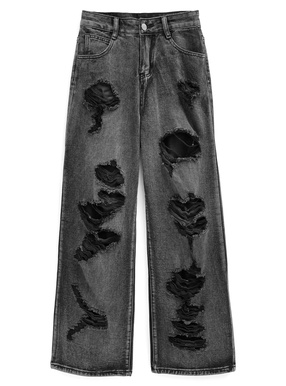 ダメージワイドストレートデニム