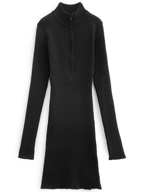 サムホール付きリブニットミニワンピース