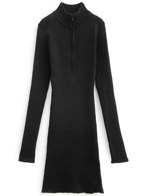 サムホール付きリブニットミニワンピース