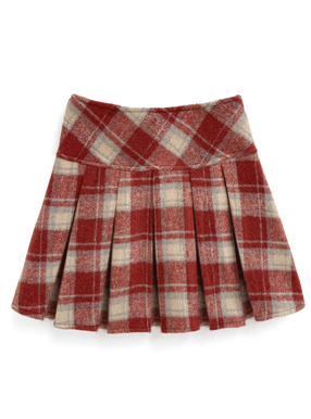 インパン裏地付きチェック柄プリーツミニスカート