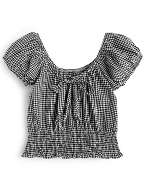 2wayリボンギンガムチェック柄ブラウス
